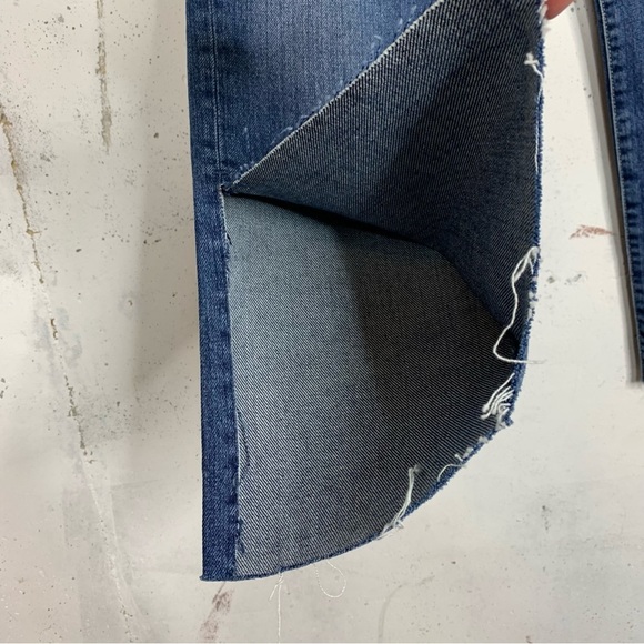 Zara Denim High Rise Button Fly Split Raw Hem Wide Leg Jeans Size 4 - Picture 6 of 10